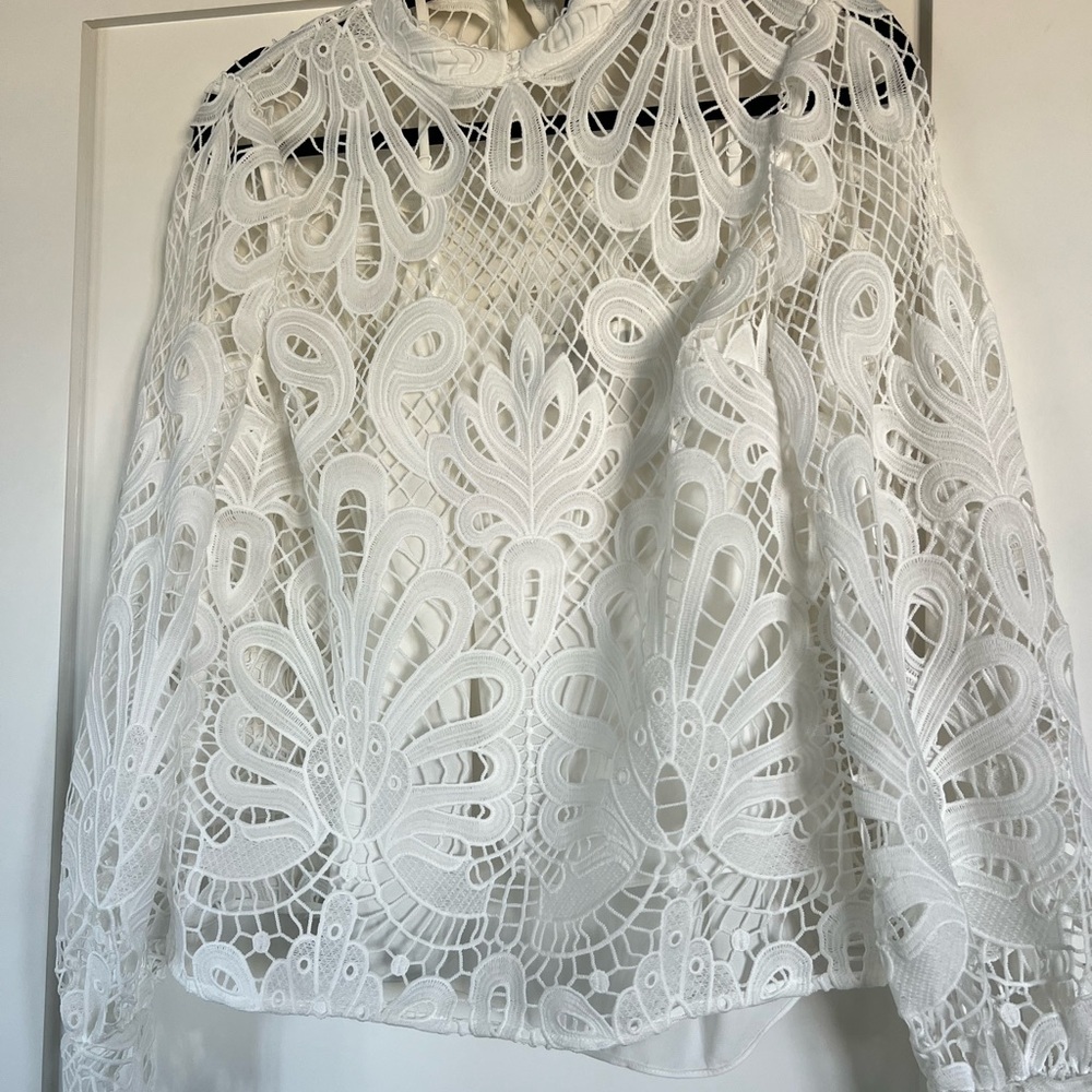 White House Black Market White Lace Blouse